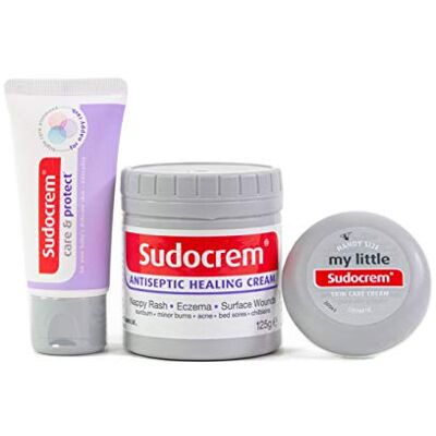 Sudocrem Nappy Rash Cream Kit, Includes Care & Protect 30g, Antiseptic Healing Cream 125g, My Little 22g, Nappy Rash Treatment Sudocrem Nappy Rash Cream Kit, Includes Care & Protect 30g, Antiseptic Healing Cream 125g, My Little 22g, Nappy Rash Treatment