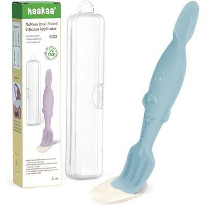 haakaa Baby Diaper Cream Spatula, NoMess Dual-Ended Silicone Diaper Rash Cream Applicator with Hygienic Case, Butt Spatula for Baby, Sky Blue haakaa Baby Diaper Cream Spatula, NoMess Dual-Ended Silicone Diaper Rash Cream Applicator with Hygienic Case, Butt Spatula for Baby, Sky Blue
