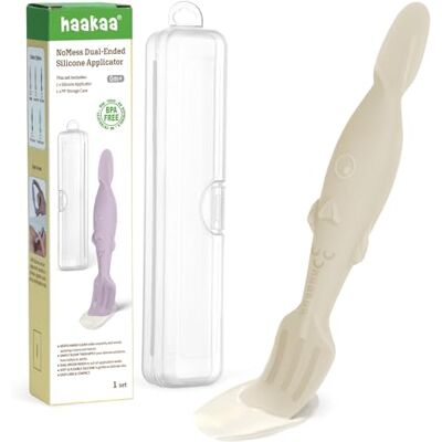 haakaa Baby Diaper Cream Spatula, NoMess Dual-Ended Silicone Diaper Rash Cream Applicator with Hygienic Case, Butt Spatula for Baby, Beige haakaa Baby Diaper Cream Spatula, NoMess Dual-Ended Silicone Diaper Rash Cream Applicator with Hygienic Case, Butt Spatula for Baby, Beige