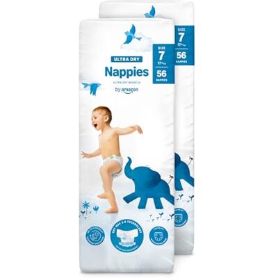 Amazon Brand - Mama Bear - 112 Ultra Dry Nappies - Size 7 - Monthly Pack Amazon Brand - Mama Bear - 112 Ultra Dry Nappies - Size 7 - Monthly Pack