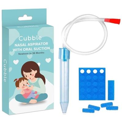 Cubble Manual Baby Nasal Aspirator, Safe and Gentle Relief of Nasal Congestion in Infants 0-3 Years Old, Non-Invasive Design + 23 pcs Disposable Hygiene Filters Cubble Manual Baby Nasal Aspirator, Safe and Gentle Relief of Nasal Congestion in Infants 0-3 Years Old, Non-Invasive Design + 23 pcs Disposable Hygiene Filters