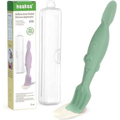haakaa Dual-Ended Silicone Baby Diaper Cream Spatula with Case, Pea Green Dual-ended Silicone Diaper Cream Applicator, Soft and Firm Heads, Mess-Free Application, Hygienic Travel Case haakaa Dual-Ended Silicone Baby Diaper Cream Spatula with Case, Pea Green Dual-ended Silicone Diaper Cream Applicator, Soft and Firm Heads, Mess-Free Application, Hygienic Travel Case