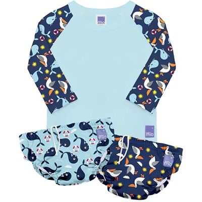 Mitac , Reusable Swim Set NAUTCAL, 1-2 Years 2 Swim Nappies and Rash Vest Top, Baby and Toddler, Sun Protection UPF40+ Mitac , Reusable Swim Set NAUTCAL, 1-2 Years 2 Swim Nappies and Rash Vest Top, Baby and Toddler, Sun Protection UPF40+