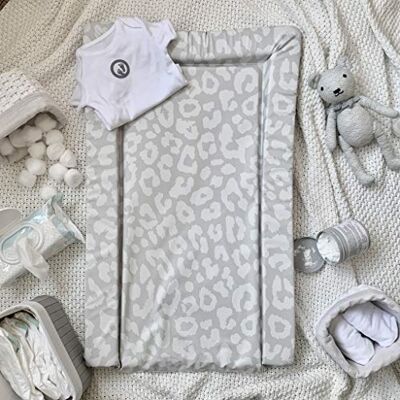 Obaby Changing Mat, Leopard Print Grey Soft Padded Waterproof Baby Changing Mat with Easy Wipe Clean Surface for Nursery Use Obaby Changing Mat, Leopard Print Grey Soft Padded Waterproof Baby Changing Mat with Easy Wipe Clean Surface for Nursery Use