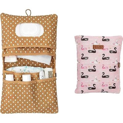HAMUR HOME Diaper Bag with Changing Mat Organizer and Cosmetic Bag 2in1 Small Diaper Bag for On The Go Mom's Diapers Cream Wipes Baby Organizer (Swan) HAMUR HOME Diaper Bag with Changing Mat Organizer and Cosmetic Bag 2in1 Small Diaper Bag for On The Go Mom's Diapers Cream Wipes Baby Organizer (Swan)