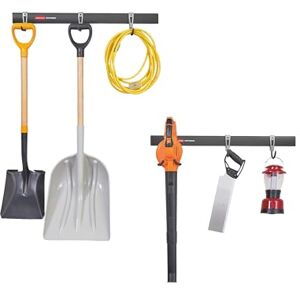 Rubbermaid Garage Fasttrack 8-Piece Small Kit, Black/Grey, All-in-One Rail & Hook Wall Hanging Kit, Wall Mounted Storage Solution, for Home/Garage Rubbermaid Garage Fasttrack 8-Piece Small Kit, Black/Grey, All-in-One Rail & Hook Wall Hanging Kit, Wall Mounted Storage Solution, for Home/Garage