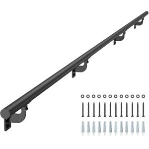 VEVOR Wall Mounted Stair Handrail, 3665mm Pipe Staircase Handrail, Black Galvanized Aluminum, 32mm Pipe Diameter, Indoor&Outdoor Staircase Railing, Industrial Hand Rail for Steps, Security Baluster VEVOR Wall Mounted Stair Handrail, 3665mm Pipe Staircase Handrail, Black Galvanized Aluminum, 32mm Pipe Diameter, Indoor&Outdoor Staircase Railing, Industrial Hand Rail for Steps, Security Baluster