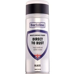 Bartoline Direct to Rust Multi-Surface Paint Black 400ml Matte Finish All-in-One Spray Paint for Metal, Wood, Plastic and Ceramic No Primer Needed For Interior and Exterior Use Bartoline Direct to Rust Multi-Surface Paint Black 400ml Matte Finish All-in-One Spray Paint for Metal, Wood, Plastic and Ceramic No Primer Needed For Interior and Exterior Use
