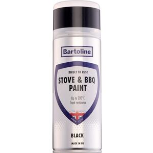Bartoline Direct to Rust Stove and BBQ Paint Black 400ml Matt Finish Heat Resistant Spray up to 200°C No Primer Needed All-in-One Paint for BBQs, Stoves, Fireplaces, Pipes and Automotive Bartoline Direct to Rust Stove and BBQ Paint Black 400ml Matt Finish Heat Resistant Spray up to 200°C No Primer Needed All-in-One Paint for BBQs, Stoves, Fireplaces, Pipes and Automotive