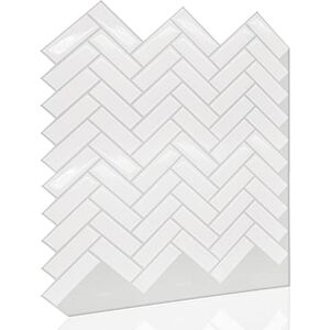 WALPLUS 16pcs 28x20.3cm White Herringbone Glossy 3D Sticker Tile Wall Covering Panelling Decorative Art Splashback for Kitchen Bathroom Paint Stick on Tiles Bedroom Living Room Decors WALPLUS 16pcs 28x20.3cm White Herringbone Glossy 3D Sticker Tile Wall Covering Panelling Decorative Art Splashback for Kitchen Bathroom Paint Stick on Tiles Bedroom Living Room Decors