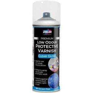 Zieler ® Premium Low Odour Protective Varnish Spray Clear Gloss (400ml Large can) – Ideal for Indoor & Outdoor Use – Perfect for Acrylic & Oil Paintings on Canvas, Wood & Stone – 90% Solvent-Free Zieler ® Premium Low Odour Protective Varnish Spray Clear Gloss (400ml Large can) – Ideal for Indoor & Outdoor Use – Perfect for Acrylic & Oil Paintings on Canvas, Wood & Stone – 90% Solvent-Free