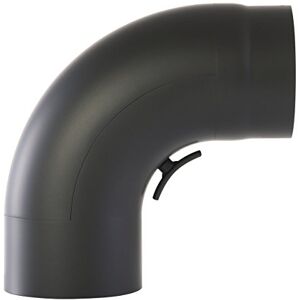 Kamino-Flam 90° Elbow Pipe Ø 150mm, Steel, Black, Lacquered, Modern Style, Single Wall Flue Elbow with Door EN 1856-2 Standard Kamino-Flam 90° Elbow Pipe Ø 150mm, Steel, Black, Lacquered, Modern Style, Single Wall Flue Elbow with Door EN 1856-2 Standard