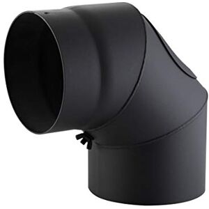 Kamino-Flam 90° Elbow Pipe Ø 150 mm, Steel Stove Pipe Elbow with Door, Elbow Chimney Pipe with Heat Resistant Senotherm Coating, Single Wall Flue Elbow with Door EN 1856-2 Standard, Black Kamino-Flam 90° Elbow Pipe Ø 150 mm, Steel Stove Pipe Elbow with Door, Elbow Chimney Pipe with Heat Resistant Senotherm Coating, Single Wall Flue Elbow with Door EN 1856-2 Standard, Black