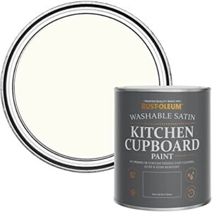 Rust-Oleum White Scrubbable Kitchen Cupboard Paint in Satin Finish Porcelain 750ml Rust-Oleum White Scrubbable Kitchen Cupboard Paint in Satin Finish Porcelain 750ml
