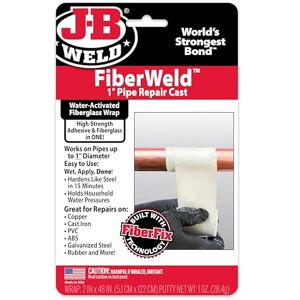J-B Weld New FiberWeld Pipe Repair Cast 1" Kit 2.5Cm X 121Cm, Packaging May Vary J-B Weld New FiberWeld Pipe Repair Cast 1" Kit 2.5Cm X 121Cm, Packaging May Vary