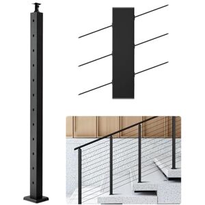 VEVOR Cable Railing Post, 42x2x2 Inch Stair Railing Post, with Pre-Drilled 30° Angled Holes, Stainless Steel Cable Rail Post with Horizontal and Curved Bracket, 1-Pack, Black, 1JZLGZXHS106W3XAA001V0 VEVOR Cable Railing Post, 42x2x2 Inch Stair Railing Post, with Pre-Drilled 30° Angled Holes, Stainless Steel Cable Rail Post with Horizontal and Curved Bracket, 1-Pack, Black, 1JZLGZXHS106W3XAA001V0