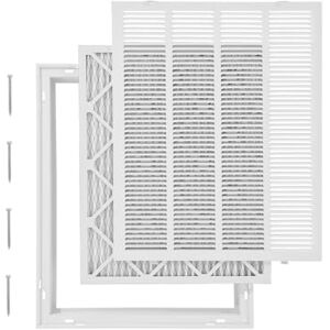 VEVOR Return Air Filter Grille, Fits W20 x H25in Duct Opening Size, Filter Included, Return Air Vent Cover for Wall, Powder-Coated Steel Return Air Grill Detachable Face/Door for 1 inch Filters VEVOR Return Air Filter Grille, Fits W20 x H25in Duct Opening Size, Filter Included, Return Air Vent Cover for Wall, Powder-Coated Steel Return Air Grill Detachable Face/Door for 1 inch Filters