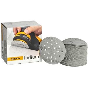 Mirka Iridium Premium Sandpaper Ø 77mm 20H Hook & loop Grit 120, 50 pcs/For sanding paint, putty, primer, wood, steel, mineral materials, plastic. Mirka Iridium Premium Sandpaper Ø 77mm 20H Hook & loop Grit 120, 50 pcs/For sanding paint, putty, primer, wood, steel, mineral materials, plastic.