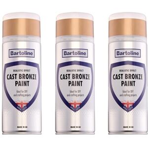 Bartoline 3 Pack Cast Bronze Spray Paint 400ml Gloss Finish – Realistic Cast Bronze Effect UV & Weather Resistant – Multi-Surface Use on Metal, Wood, Plastic and Ceramics – Interior & Exterior Bartoline 3 Pack Cast Bronze Spray Paint 400ml Gloss Finish – Realistic Cast Bronze Effect UV & Weather Resistant – Multi-Surface Use on Metal, Wood, Plastic and Ceramics – Interior & Exterior