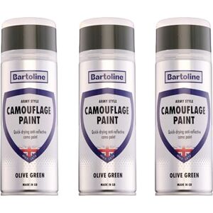 Bartoline 3 Pack Camouflage Spray Paint Olive Green 400ml Matte Finish – UV & Corrosion Resistant Multi-Surface Camo Paint for Vehicles, Gear, Outdoor and DIY Projects Bartoline 3 Pack Camouflage Spray Paint Olive Green 400ml Matte Finish – UV & Corrosion Resistant Multi-Surface Camo Paint for Vehicles, Gear, Outdoor and DIY Projects