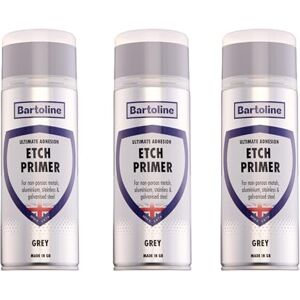 Bartoline Etch Primer Grey Spray Paint 400ml – 3 Pack High Adhesion Primer for Aluminium, Stainless & Galvanised Steel Durable, Matte Finish Bartoline Etch Primer Grey Spray Paint 400ml – 3 Pack High Adhesion Primer for Aluminium, Stainless & Galvanised Steel Durable, Matte Finish