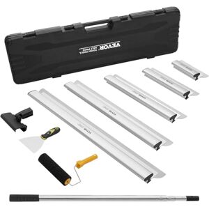 VEVOR Drywall Skimming Blades Set, Stainless Steel Knives 254/406/610/813/1016mm and Extension Handle 862-2070mm, Professional Drywall Tools VEVOR Drywall Skimming Blades Set, Stainless Steel Knives 254/406/610/813/1016mm and Extension Handle 862-2070mm, Professional Drywall Tools