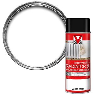 V33 Renovation Radiator & Household Appliance Paint Direct to Metal & PVC High Adhesion Resistance To Temperature Variations Spray White Matt 400ml V33 Renovation Radiator & Household Appliance Paint Direct to Metal & PVC High Adhesion Resistance To Temperature Variations Spray White Matt 400ml