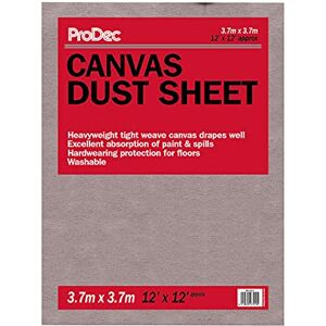 ProDec 12ft x 12ft (3.6m x 3.6m) Cotton Canvas Heavyweight Dust Sheet Drop Cloth For Painting Decorating Covering Floors & Furniture, Absorbs Spills, No Soak Through, DIY & Professional, Reusable ProDec 12ft x 12ft (3.6m x 3.6m) Cotton Canvas Heavyweight Dust Sheet Drop Cloth For Painting Decorating Covering Floors & Furniture, Absorbs Spills, No Soak Through, DIY & Professional, Reusable
