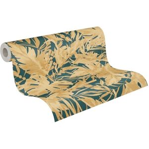 A.S. Création Livingwalls Cosmopolitan 790636 Non-Woven Wallpaper with Leaves Design in Green, Petrol, Gold Exotic Jungle Wallpaper 10.05 m x 0.53 m A.S. Création Livingwalls Cosmopolitan 790636 Non-Woven Wallpaper with Leaves Design in Green, Petrol, Gold Exotic Jungle Wallpaper 10.05 m x 0.53 m