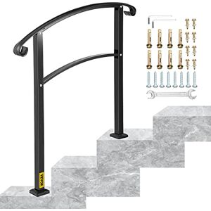 VEVOR 3-Step Transitional Handrail Fits 1 or 3 Steps Matte Stair Rail Wrought Iron Handrail with Installation Kit Hand Rails for Outdoor Steps (Unadjustable) (Black) VEVOR 3-Step Transitional Handrail Fits 1 or 3 Steps Matte Stair Rail Wrought Iron Handrail with Installation Kit Hand Rails for Outdoor Steps (Unadjustable) (Black)