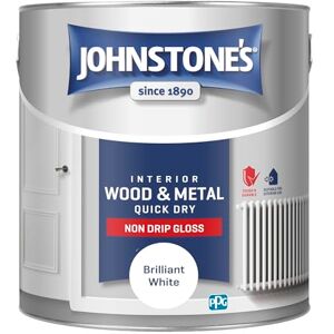 Johnstone's Wood & Metal Paint Gloss Finish Brilliant White 2.5l Water Based Non Drip & Quick Drying Radiator Paint Low Odour Dry in 1-2 Hours 8m2 Coverage per Litre Johnstone's Wood & Metal Paint Gloss Finish Brilliant White 2.5l Water Based Non Drip & Quick Drying Radiator Paint Low Odour Dry in 1-2 Hours 8m2 Coverage per Litre