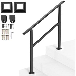 VEVOR Outdoor Handrails for Steps, 2-3 Step Stair Rail Kit, Black Square Tube with Horizontal Bar, Carbon Steel Support Rails for Seniors, Concrete & Deck Stairs, Easy Installation VEVOR Outdoor Handrails for Steps, 2-3 Step Stair Rail Kit, Black Square Tube with Horizontal Bar, Carbon Steel Support Rails for Seniors, Concrete & Deck Stairs, Easy Installation