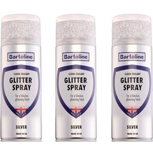 Bartoline Glitter Spray Clear Sealant Silver 400ml Gloss Finish 3 Pack Decorative Glitter Spray for Crafts, Wood, Metal, Fabric and More Long-Lasting Sparkling Finish for Indoor & Outdoor Projects Bartoline Glitter Spray Clear Sealant Silver 400ml Gloss Finish 3 Pack Decorative Glitter Spray for Crafts, Wood, Metal, Fabric and More Long-Lasting Sparkling Finish for Indoor & Outdoor Projects