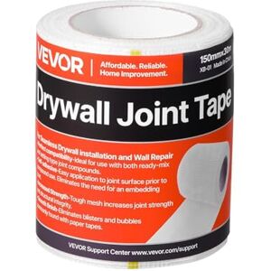 VEVOR Drywall Mesh Tape, 150mm W x 30m L Self-Adhesive Fiberglass Drywall Joint Tape, 12 Rolls Dry Wall Patch for Easy Sheetrock Ceiling Crack Repair, to Achieve Smooth Even Wall Surface VEVOR Drywall Mesh Tape, 150mm W x 30m L Self-Adhesive Fiberglass Drywall Joint Tape, 12 Rolls Dry Wall Patch for Easy Sheetrock Ceiling Crack Repair, to Achieve Smooth Even Wall Surface