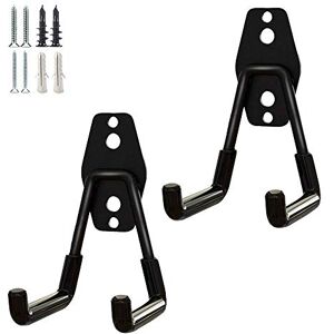 GeeWatom 2 Pack Heavy Duty Iron & PVC Coated Black U-Hooks, Garage Garden Tool Organizer, Wall Mount, Up to 45 Lbs, 4 Hooks GeeWatom 2 Pack Heavy Duty Iron & PVC Coated Black U-Hooks, Garage Garden Tool Organizer, Wall Mount, Up to 45 Lbs, 4 Hooks