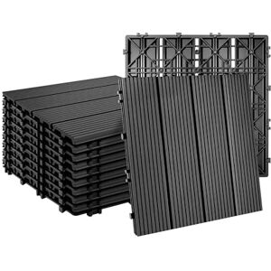 Relaxdays WPC Decking Tiles, 11 pcs, 30x30 cm, Balcony & Terrace, Weatherproof, Click System, Anthracite Relaxdays WPC Decking Tiles, 11 pcs, 30x30 cm, Balcony & Terrace, Weatherproof, Click System, Anthracite