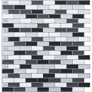 Art3d Peel and Stick Wall Tile for Kitchen/Bathroom Backsplash, 12"x12", Grey-White (6 Pack) Art3d Peel and Stick Wall Tile for Kitchen/Bathroom Backsplash, 12"x12", Grey-White (6 Pack)
