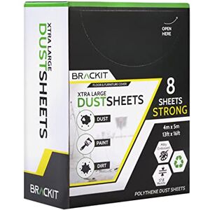 brackit 8 Pack Extra Large Dust Sheets for Decorating 5 x 4m (16 x 13ft) 20 Micron Embossed White Plastic Dust Sheets for Painting Waterproof Plastic Sheet for Furniture Wrapping and Moving brackit 8 Pack Extra Large Dust Sheets for Decorating 5 x 4m (16 x 13ft) 20 Micron Embossed White Plastic Dust Sheets for Painting Waterproof Plastic Sheet for Furniture Wrapping and Moving