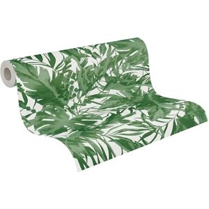 A.S. Création Livingwalls Cosmopolitan 790634 Non-Woven Wallpaper with Leaves Design in Green, White Exotic Jungle Wallpaper 10.05 m x 0.53 m A.S. Création Livingwalls Cosmopolitan 790634 Non-Woven Wallpaper with Leaves Design in Green, White Exotic Jungle Wallpaper 10.05 m x 0.53 m