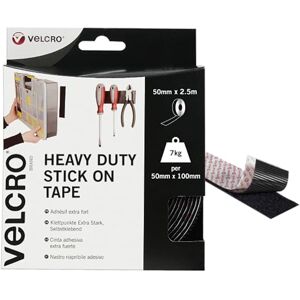 Velcro Brand Heavy Duty Stick On Tape Cut-to-Length Industrial Extra Strong Double Sided Hook & Loop Self Adhesive Tape Perfect for Room Décor & Home, Office, Garage Use Black 50mm x 2.5m Velcro Brand Heavy Duty Stick On Tape Cut-to-Length Industrial Extra Strong Double Sided Hook & Loop Self Adhesive Tape Perfect for Room Décor & Home, Office, Garage Use Black 50mm x 2.5m