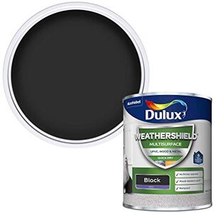 Dulux Weathershield Quick Dry Multi Surface Paint, Satin Black Wood and Metal (No Primer/Undercoat Required), 750 ml for UPVC Dulux Weathershield Quick Dry Multi Surface Paint, Satin Black Wood and Metal (No Primer/Undercoat Required), 750 ml for UPVC