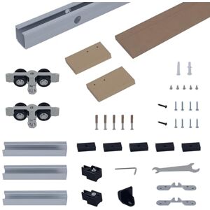 HOMCOM 6.5FT/2000mm Modern Sliding Barn Door Closet Hardware Track Kit Aluminium Track System Unit for Single Wooden Door HOMCOM 6.5FT/2000mm Modern Sliding Barn Door Closet Hardware Track Kit Aluminium Track System Unit for Single Wooden Door