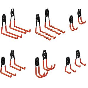 Relaxdays Wall Hooks, 12-Piece Set, Garage & Shed Tool Storage, Broom Holder, Steel, Rubberised, Garden, Black/Orange, Various Sizes Relaxdays Wall Hooks, 12-Piece Set, Garage & Shed Tool Storage, Broom Holder, Steel, Rubberised, Garden, Black/Orange, Various Sizes