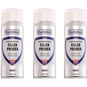 Bartoline Filler Primer White Spray Paint 400ml – 3 Pack High Build Primer for Metal, Wood & Plastic Fills Scratches and Dents Matte Finish, Fast-Drying Bartoline Filler Primer White Spray Paint 400ml – 3 Pack High Build Primer for Metal, Wood & Plastic Fills Scratches and Dents Matte Finish, Fast-Drying