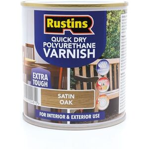 RUSTINS Quick Dry Poly Varnish Satin Oak 1ltr -Tough, Water-Based Clear Finish in Gloss, Matt or Satin; Durable Protection for Interior Wood, Furniture and Floors RUSTINS Quick Dry Poly Varnish Satin Oak 1ltr -Tough, Water-Based Clear Finish in Gloss, Matt or Satin; Durable Protection for Interior Wood, Furniture and Floors