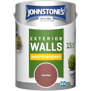 Johnstone's , Exterior Smooth Masonry Paint, Brick Red, Up to 15 Years Protection, Weather & Dirt Resistant, 60m² Coverage Per Tin, Dry in 1-2 Hours, 5L Johnstone's , Exterior Smooth Masonry Paint, Brick Red, Up to 15 Years Protection, Weather & Dirt Resistant, 60m² Coverage Per Tin, Dry in 1-2 Hours, 5L