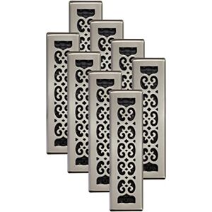 Decor Grates SPH212-NKL-8 Scroll Design Multipack Floor Register, Brushed Nickel Finish, 2x12 Decor Grates SPH212-NKL-8 Scroll Design Multipack Floor Register, Brushed Nickel Finish, 2x12