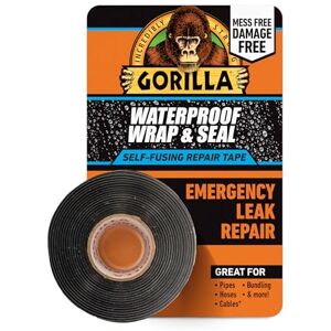 Gorilla Waterproof Wrap & Seal Tape, Black, 2.4m – 100% Waterproof Silicone Self-Fusing Repair Tape For Emergency Leak Repair Mess Free & Damage Free Seals Leaks Instantly Can Be Used Under Pressure Gorilla Waterproof Wrap & Seal Tape, Black, 2.4m – 100% Waterproof Silicone Self-Fusing Repair Tape For Emergency Leak Repair Mess Free & Damage Free Seals Leaks Instantly Can Be Used Under Pressure