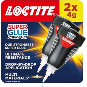 Loctite Super Glue Power Gel, Flexible Super Glue Gel, Superglue with Non-Drip Formula for Vertical Applications, Clear Glue with Precise Nozzle, 2x4g Loctite Super Glue Power Gel, Flexible Super Glue Gel, Superglue with Non-Drip Formula for Vertical Applications, Clear Glue with Precise Nozzle, 2x4g