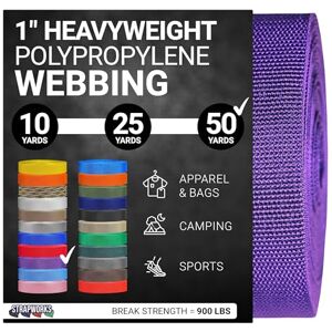 Strapworks Heavyweight Polypropylene Webbing Heavy Duty Poly Strapping for Outdoor DIY Gear Repair, 1 Inch x 50 Yards Purple Strapworks Heavyweight Polypropylene Webbing Heavy Duty Poly Strapping for Outdoor DIY Gear Repair, 1 Inch x 50 Yards Purple